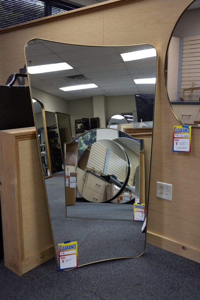 Freeform Floor Mirror — Thin Gold Frame