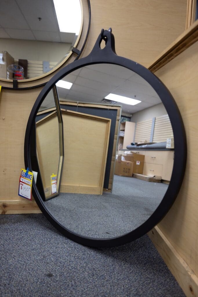 Four Hands Round Wall Mirror with Decorative Hanging Hook — Matte Black