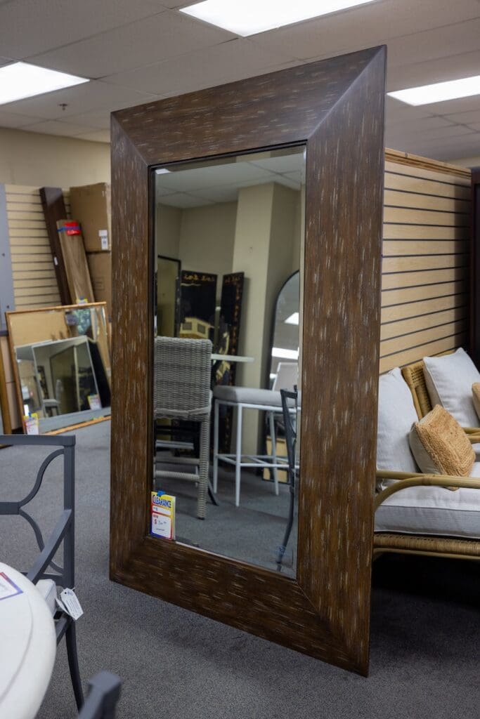 Uttermost Floor Mirror — Brushed Brown Wood Frame